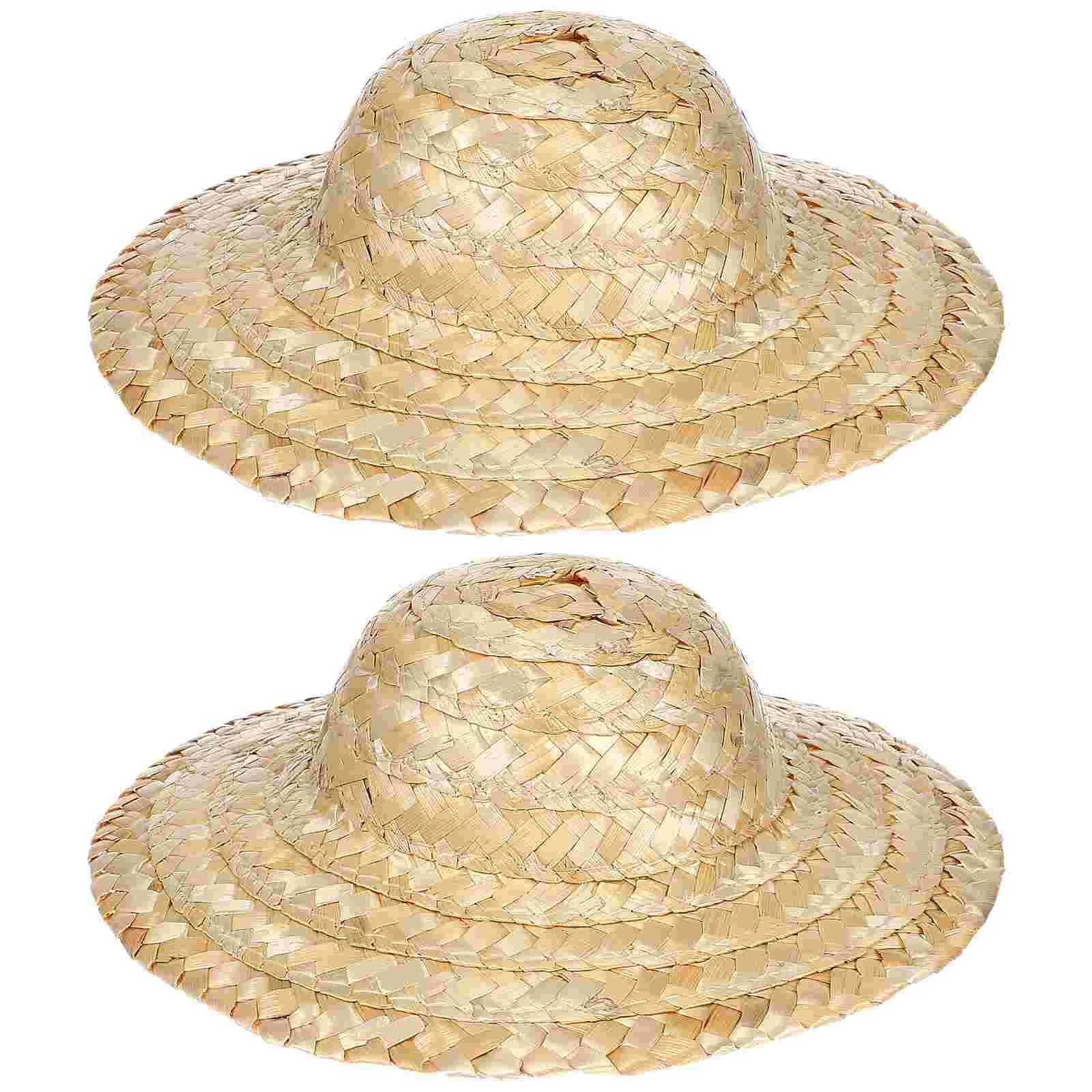 

Braided Straw Hat Clothes Decor Accessory Mini Hats Hand-woven Ornament Adornment