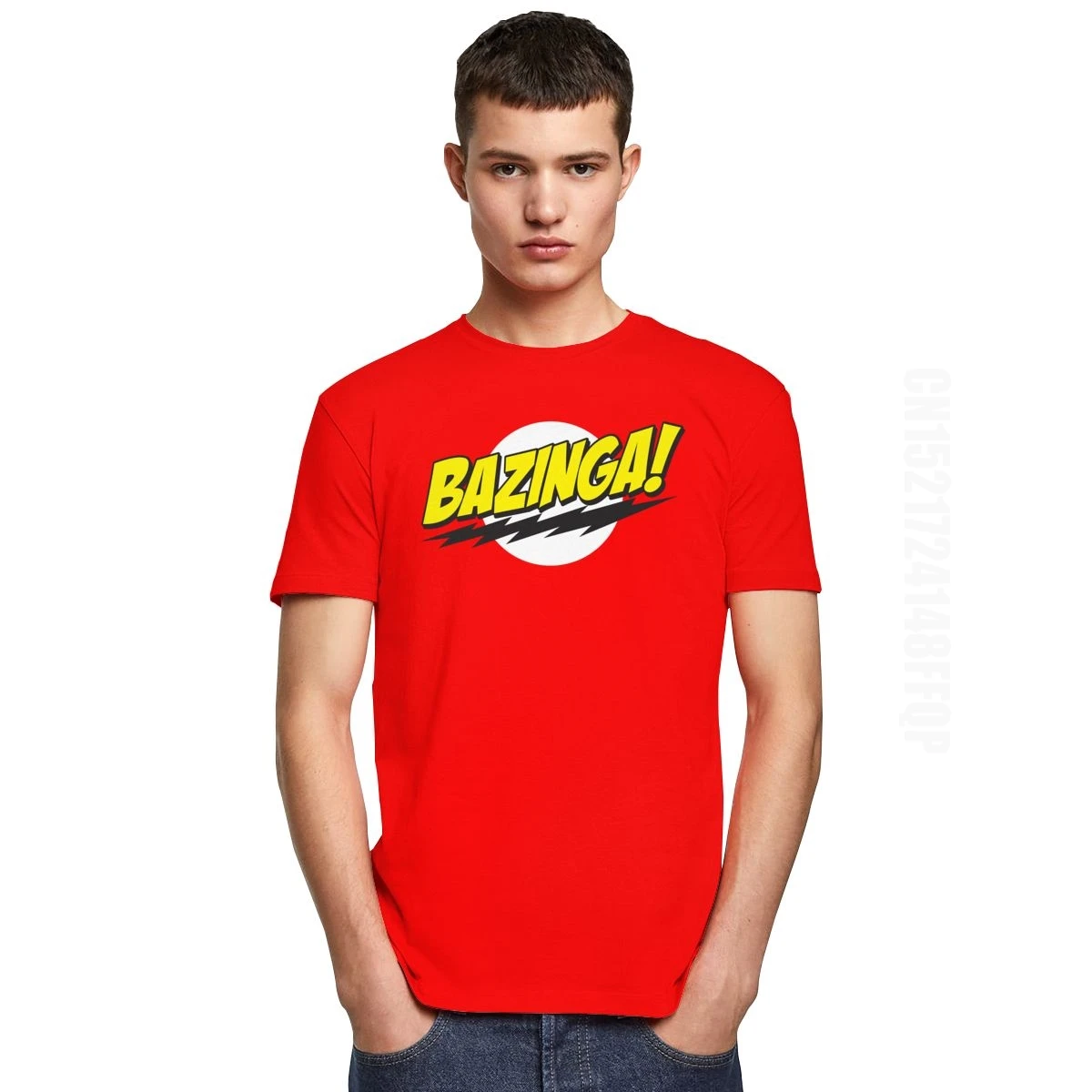 

The Big Bang Theory Bazinga T Shirt Men 100% Cotton Handsome Sheldon Cooper T-shirt Geek TBBT Tee Tops Birthday Gift Idea