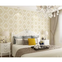 vinyl waterproof pvc wallpaper roll beige grey gold texture luxury classic damask wallpaper bedroom living room home decor