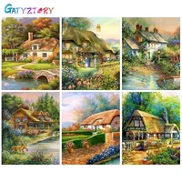gatyztory paint by number forest house diy frame coloring by number landscape drawing on canvas for adults home decoration 60x75