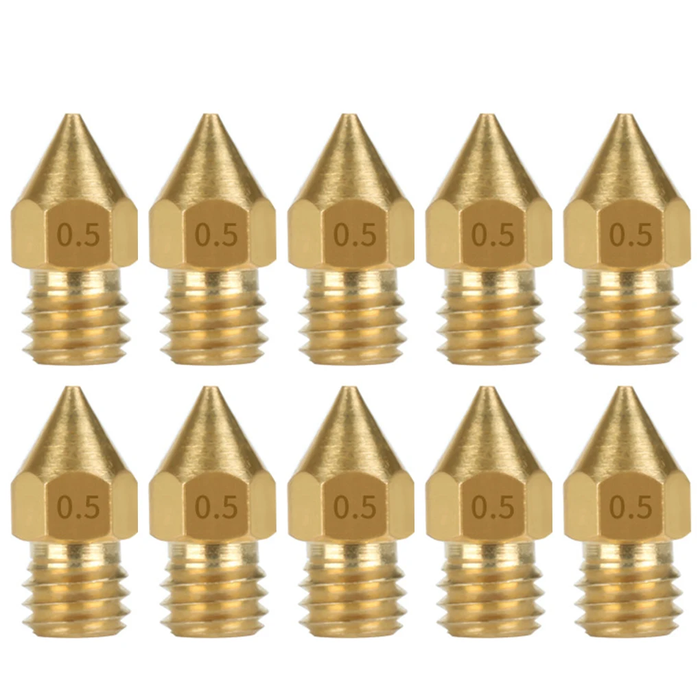 

10Pcs 3D Printer Brass Copper Nozzle Mixed Sizes 0.2/0.3/0.4/0.5 Extruder Print Head For MK8 Makerbot