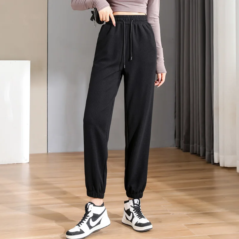 Women Wear Loose Casual Sports Pants Outside The Spring And Autumn Of Female 2023 New Korean High Waist Casual 9-Point Trousers