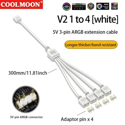 COOLMOON ARGB Разветвитель 5В 1 на 2/3/4 контакта