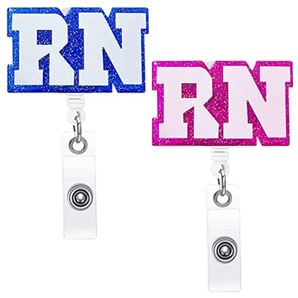 

2 Pcs Id Badge RN Nurse Can Buckle Holder Retractable Reels Nurses Clips Acrylic