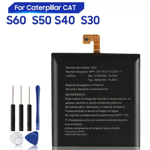 Сменная батарея для Caterpillar Cat S60 S50 S40 S30 S41, Оригинальная батарея 3800 мАч
