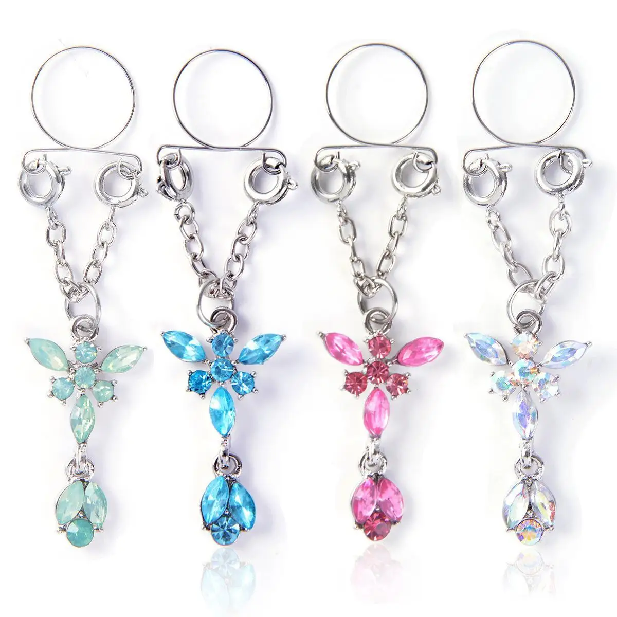 1pc Sexy Crystal Butterfly Pendant Nipple Ring Dangle Pierced Piercing Jewelry Body Clip Nipple Ring Non Shiny F7Y1
