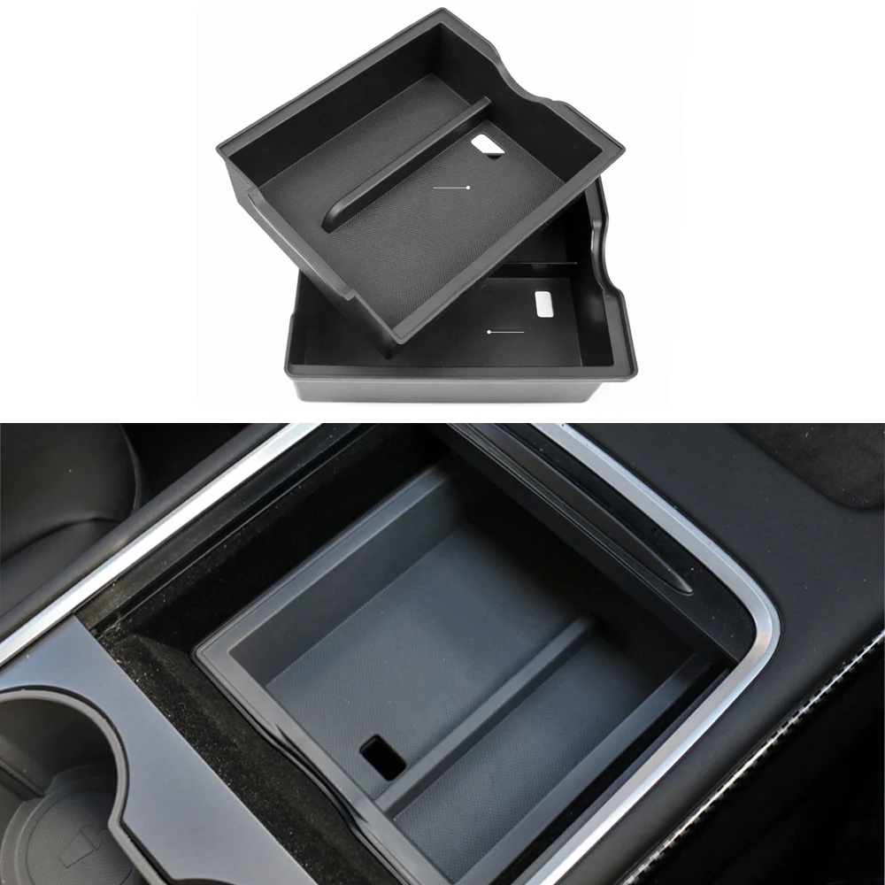 

For Tesla Model 3 Y 2017- 2022 Central Control Storage Box Double Layer Armrest Storage Car Auto Interior Accessories Organize