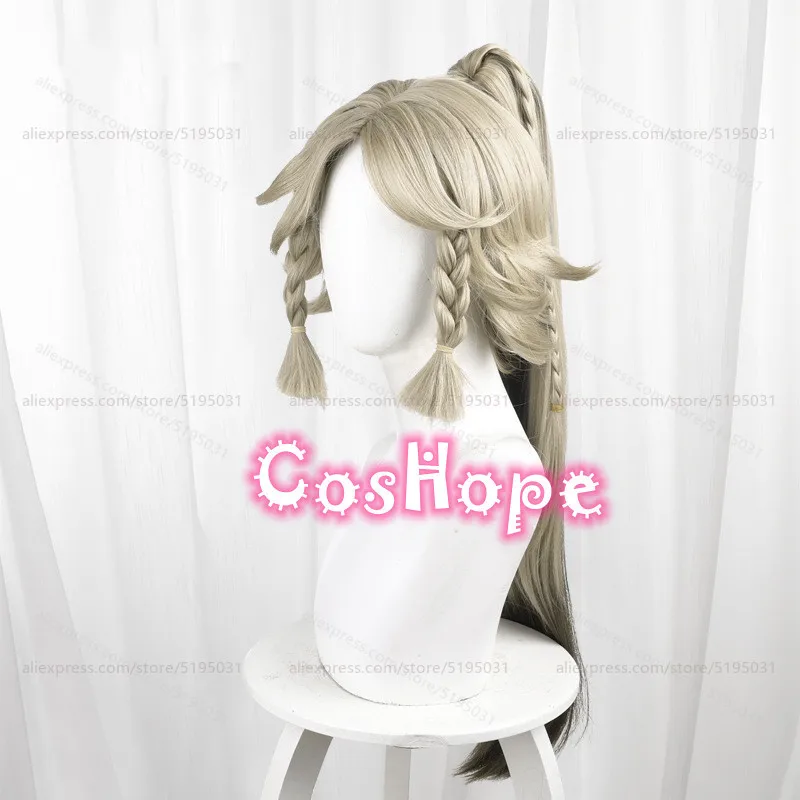 Качина парик для косплея с хвостиком 70 см длинные волосы серо-золотой косплей