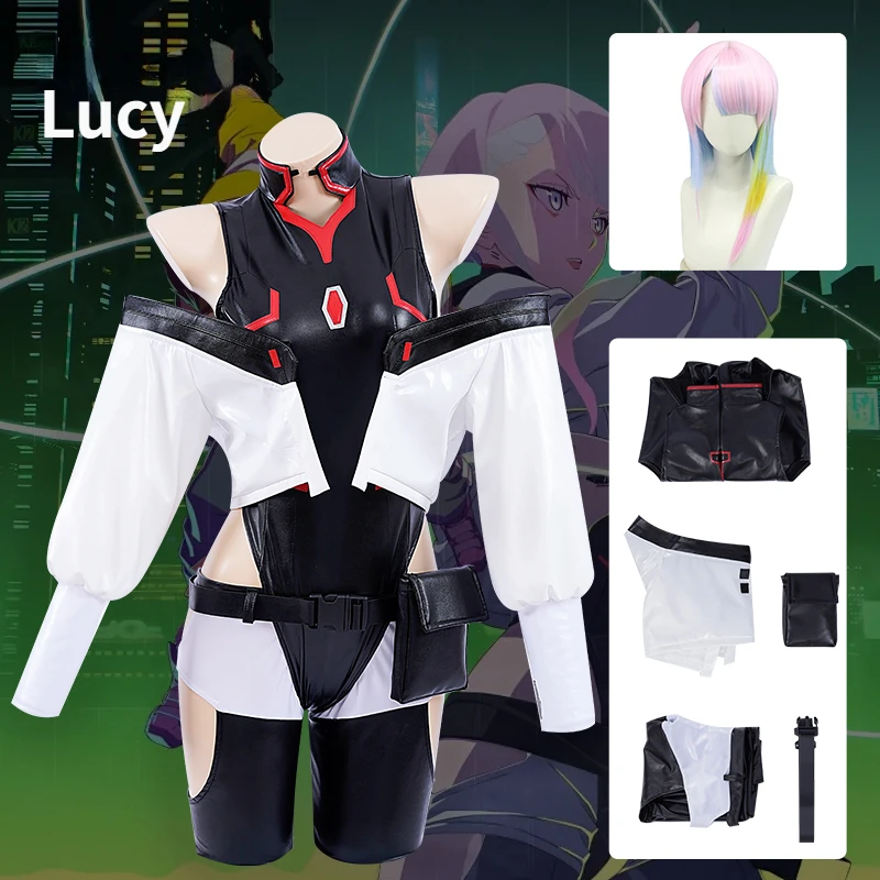 

Anime Cyberpunk Edgerunners Lucy Cosplay PU Sexy PU Jumpsuit Outfits Role Play Lucy Wig Halloween. Costume for Menus