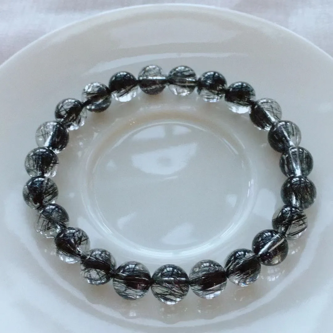 

Браслет из натурального черного кварца с бусинами, 8 мм