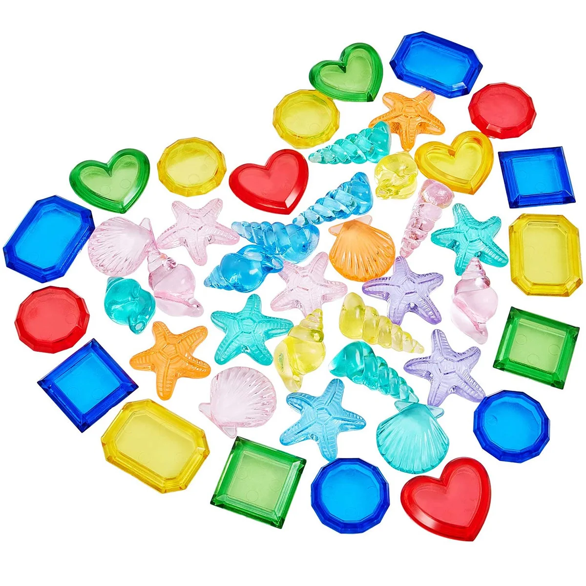 

40 Pcs Diving Gem Pool Toys Set Colorful Summer Swimming Gem Diving Toys Marine Animals Gem Dive Throw Toy Set Acrylic Gemstones