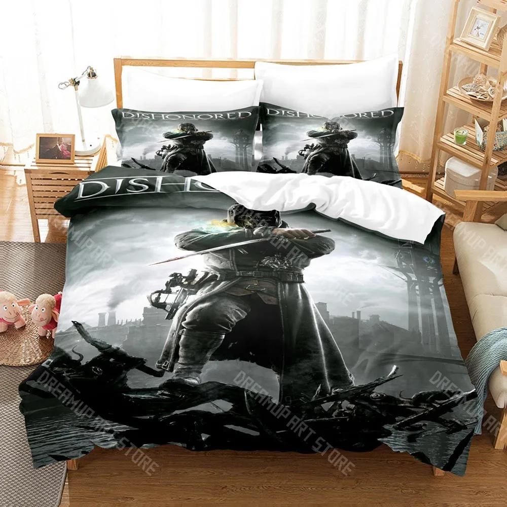 Комплект постельного белья с 3D-принтом по игре Dishonored для мальчиков и девочек, пододеяльник и наволочка, размеры Twin, Queen, King, Full, Single, Double (art.: 3920d9a784f82) - 3920d9a784f82