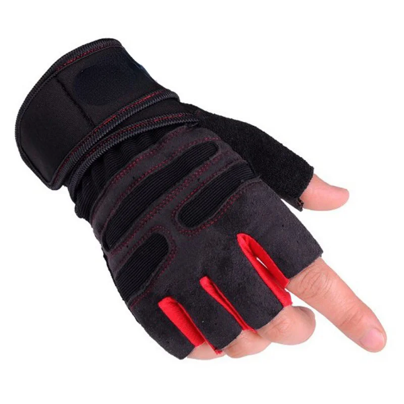 

Men Fitness Heavyweight Training Gloves Bodybuilding Half Finger Gloves Non-Slip Extended Wrist Support Weightlifting Sports