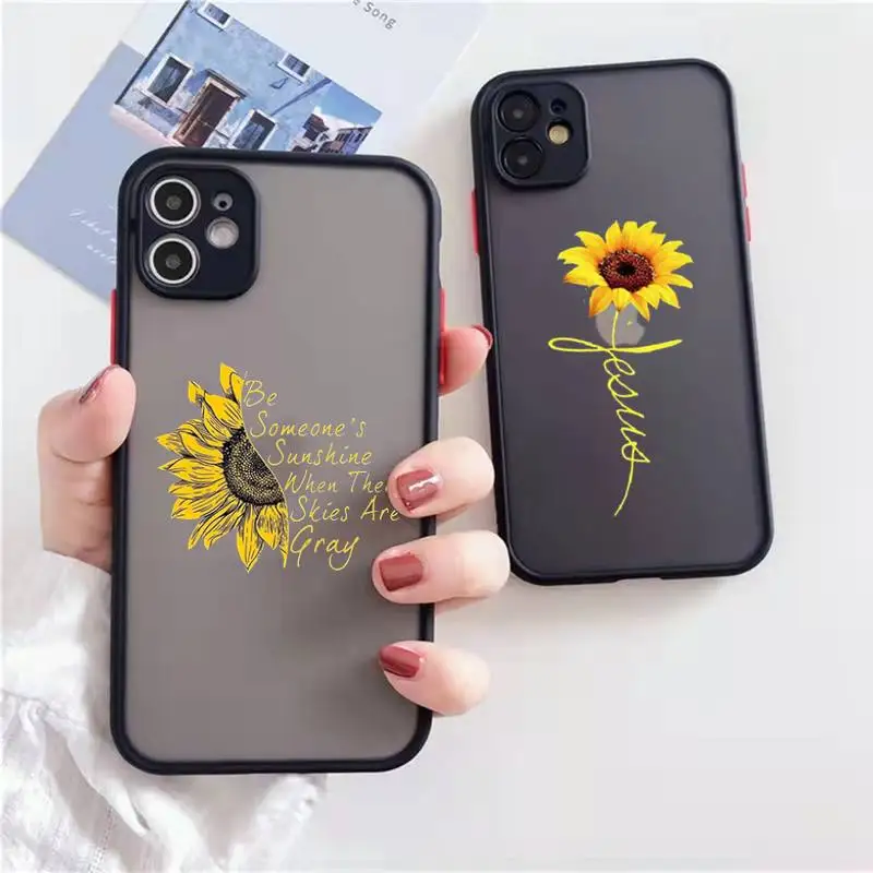 

Sunflower flower art Phone Case matte transparent For iphone 7 8 11 12 13 plus mini x xs xr pro max cover
