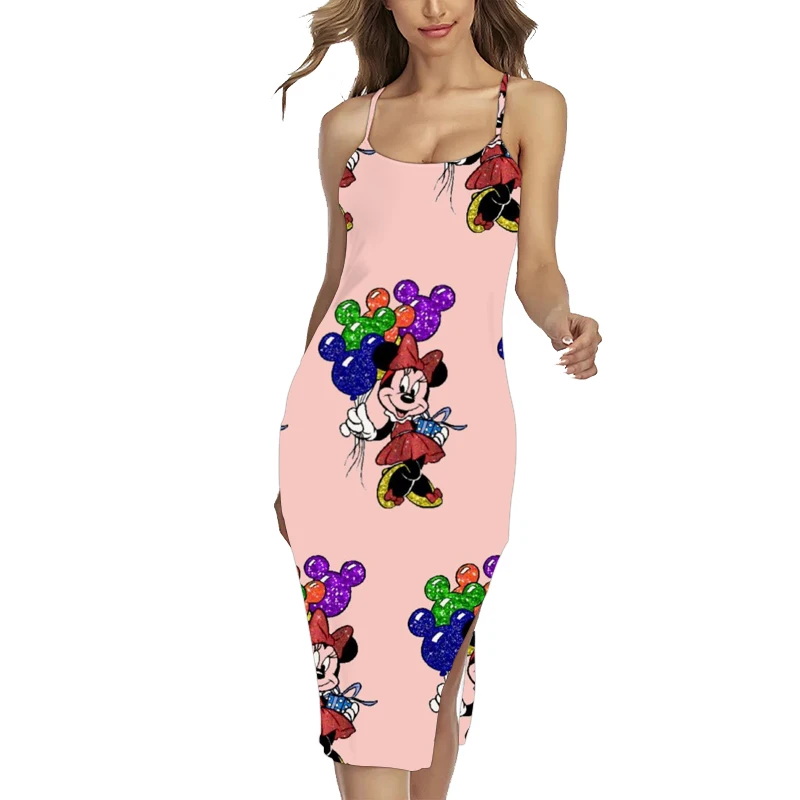 

Summer Disney Minnie Ladies Casual O Neck Sleeveless Dress Bodysuit Beach Dress Party Dress Slip Dress Y2K
