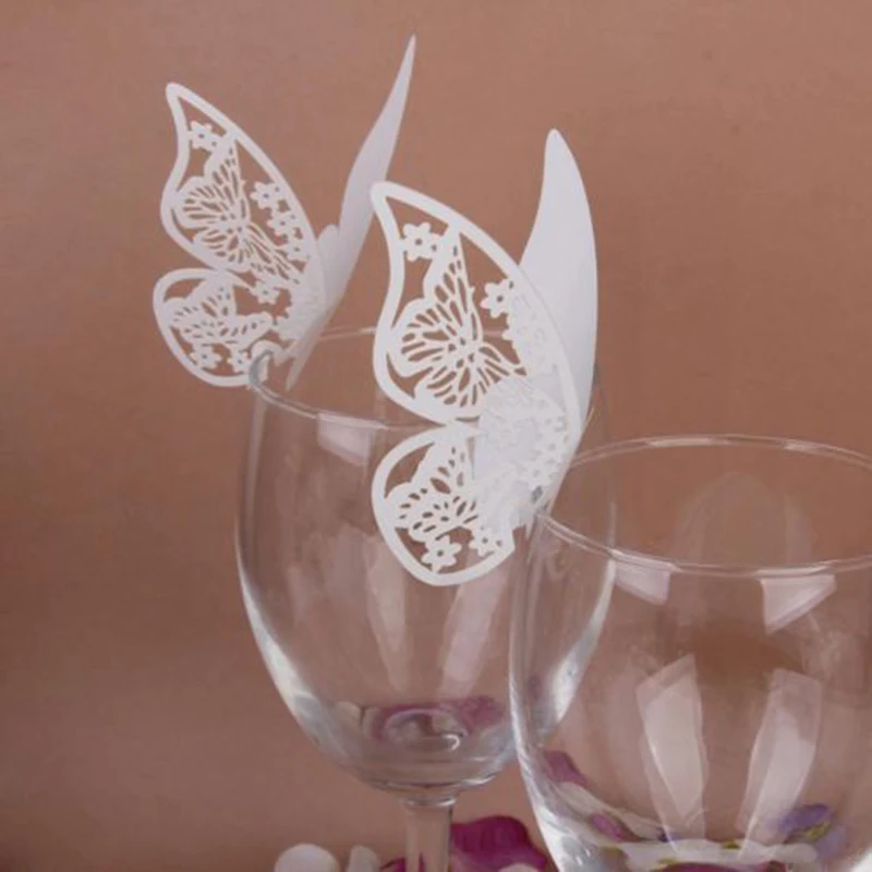 

50Pcs/Lot Butterfly Party Cards Table Mark Decor Butterfly Name Cards Birthday Wedding Event Party Bar Decoration Party Supplies