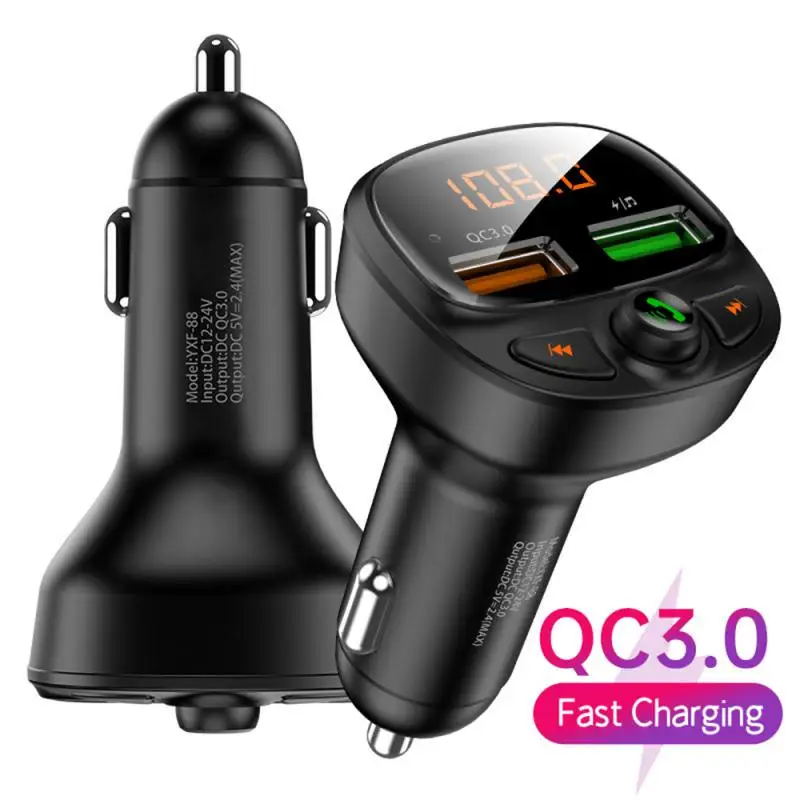 

Беспроводной Bluetooth FM-трансмиттер QC3.0 с 2 USB-портами, 1 шт.