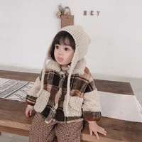 girls coat jacket cotton%c2%a0outwear overcoat 2022 plaid warm thicken plus velvet winter breathable childrens clothing