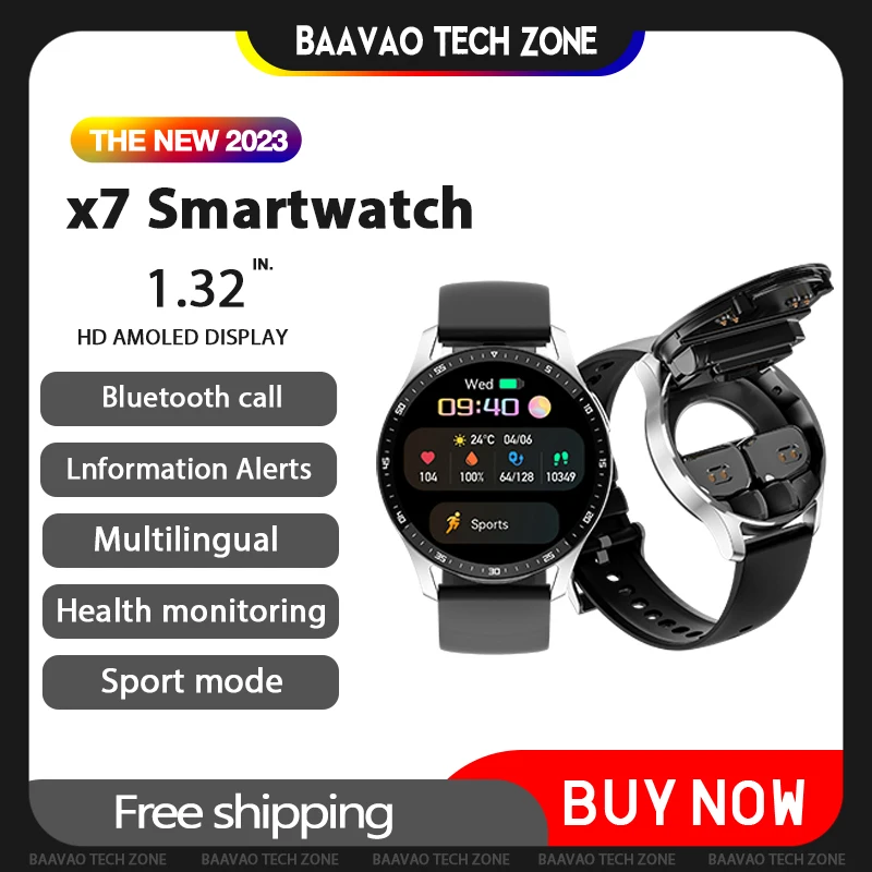 

Смарт-часы X7, 1,32 дюйма, HD экран, Ip67, С Пульсометром