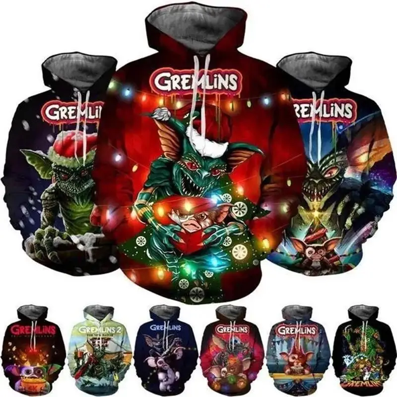 

Gremlins Gizmo Рождественская Толстовка мужские теплые зимние пуловеры 3D печать толстовки Женская одежда Харадзюку модная детская толстовка y2k