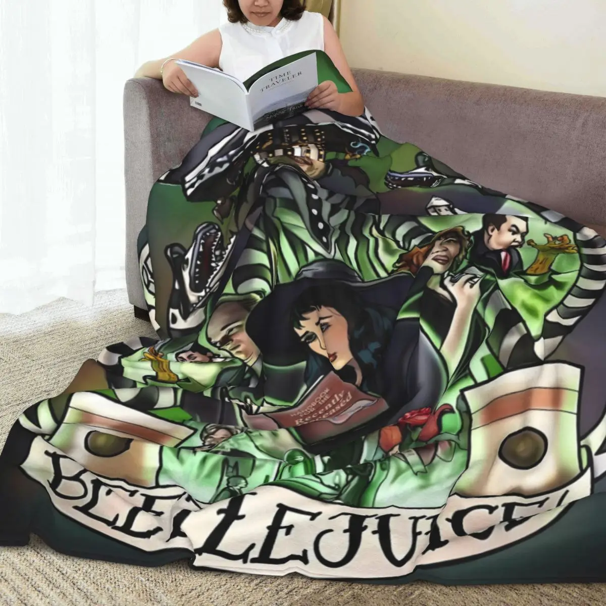 B-Beetlejuice готическое художественное одеяло мягкий теплый узор плюшевое для