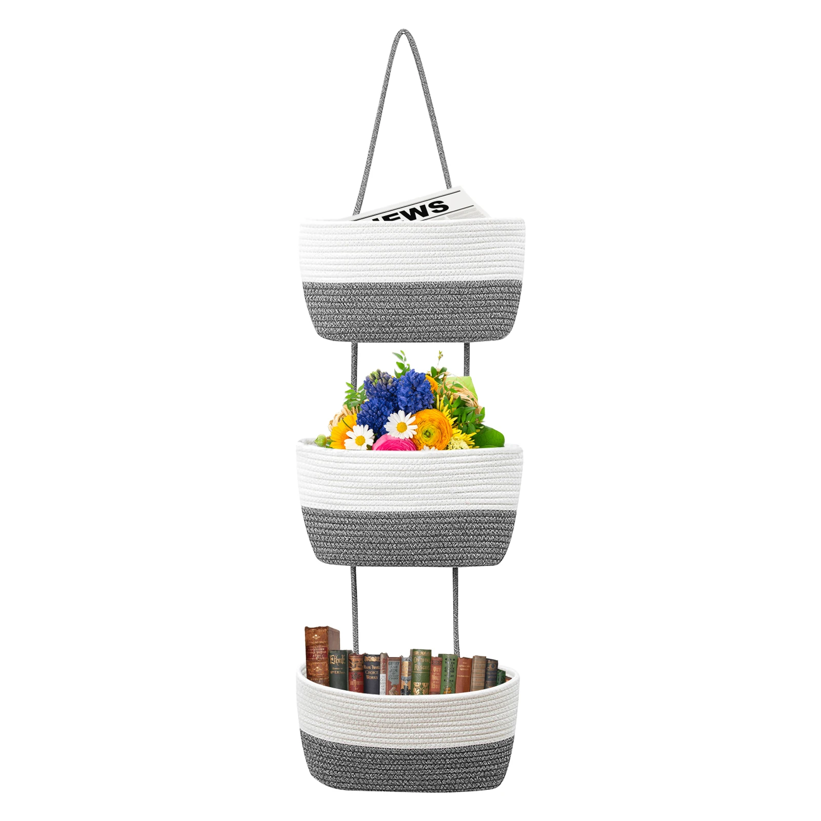 

Веревочная небольшая корзина, 3 корзины для хранения, кубический Органайзер, декоративная корзина из хлопкового шнура, настенный набор для ...