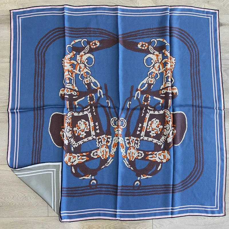 

Luxury Scarf for Women 18 Mumicha Washed Twill Mulberry Silk Double-sided Printed Silk Scarf 90*90cm Bandana Hijab Shawl Scarves