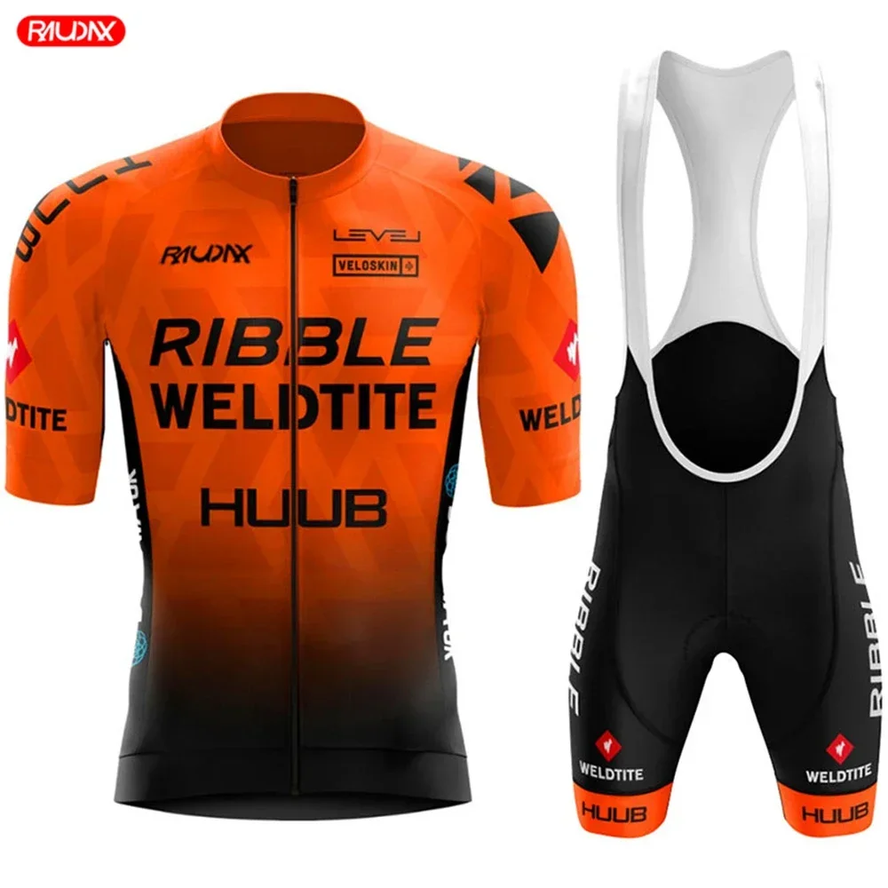 

HUUB RAUDAX Team Summer Cycling Sweatshirt Set Men's Short Sleeve Shirt MTB Jersey Cycling Clothing Bicycle Maillot Ciclismo