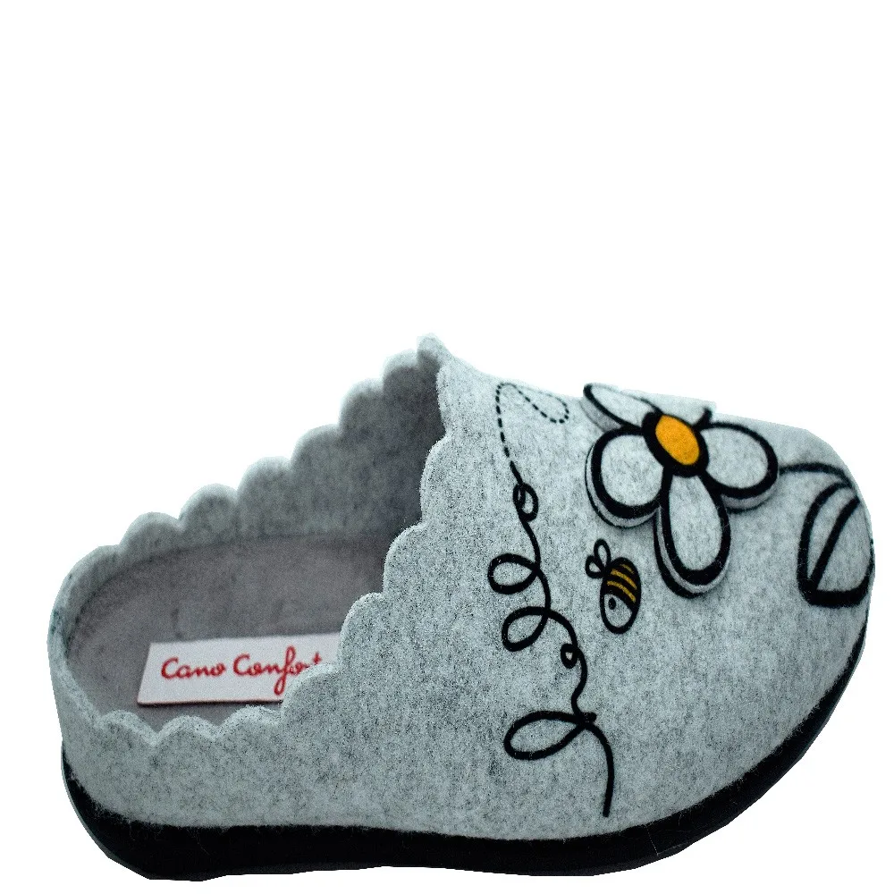 Тапки Comfort CANO из 27333 107 фетра домашние тапочки серого и желтого цвета с пчелиным