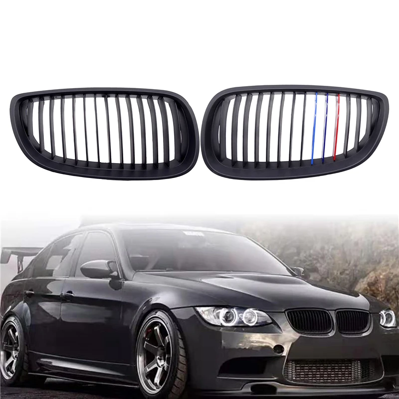 1 Pair for BMW E92 E93 3 Series 320i 328i 330i LCI 2006-2009 Gloss Matte M-color Replacement Front Bumper Kidney Grille Grills | Автомобили