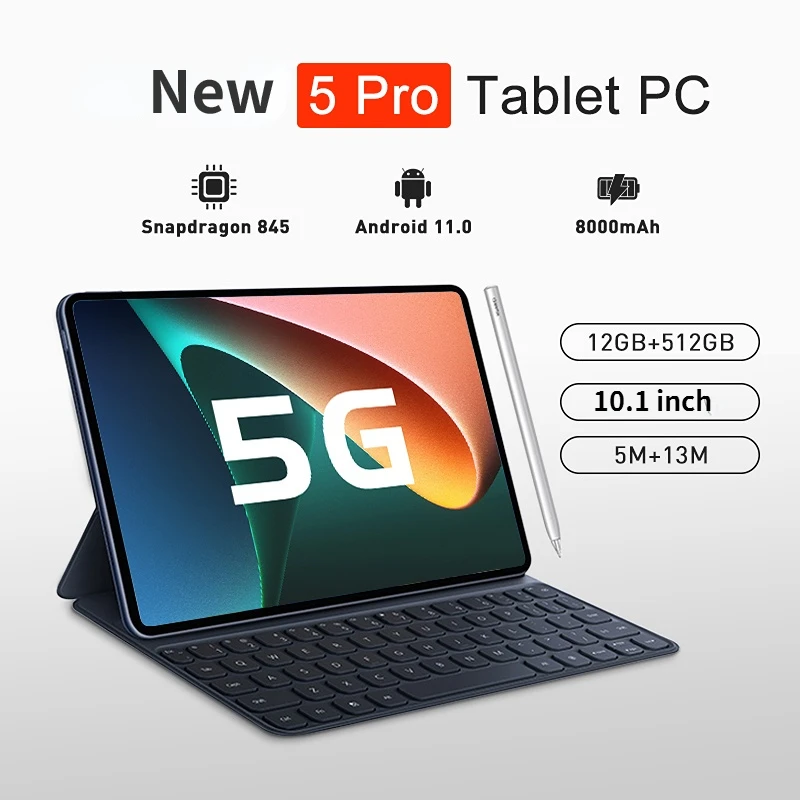 

2023 New HD 4K Screen Global Tablet Android 12.0 12GB RAM 512GB ROM Tablette PC 5G Dual SIM Card Or WIFI TABL