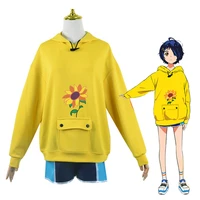 new anime wonder egg priority ohto ai cosplay costumes hoodie yellow sunflower pullover sweatshirt prop