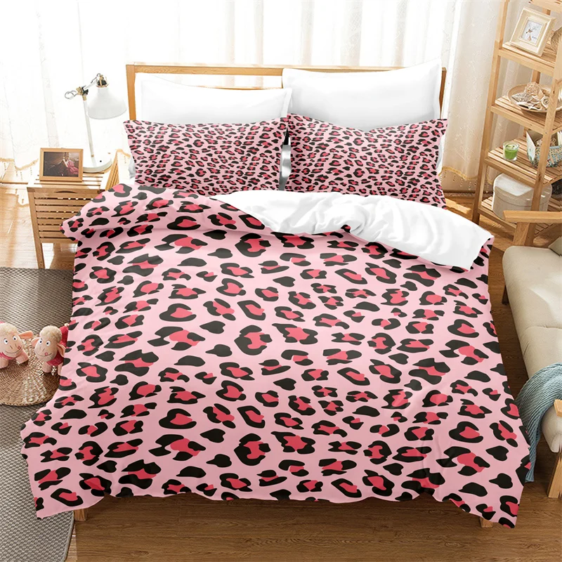 

Pink Leopard Print Bedding Set Duvet Cover Set 3d Bedding Bed Linen Fashion Comforter Cover Children Bedding Sets Queen Size