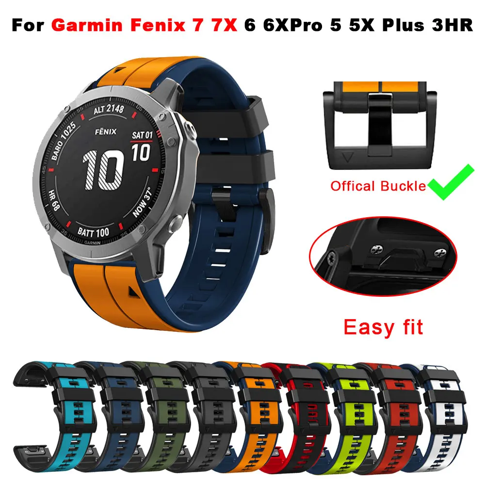 

22 26MM Silicone Watchband For Garmin Fenix 7X 7 6X 6 Pro Fenix 5X 5 Plus Forerunner 945 935 955 Strap WristStrap Quick Release