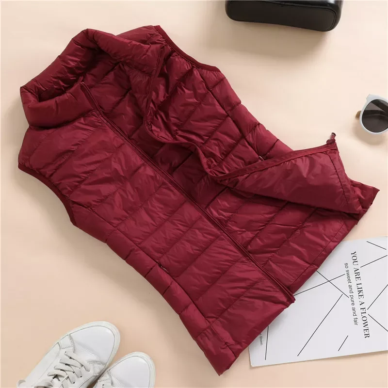 New2022 Light Duck Down vest Women Matt Fabric Lightweight vest coat Warm Female Windbreaker vest Women's Down plus size wai