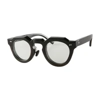 Retro Vintage Classic Fashion French Style Rivets Handmade Round Super Thick Strong Black Buffalo Horn Glasses Eyeglasses Frame