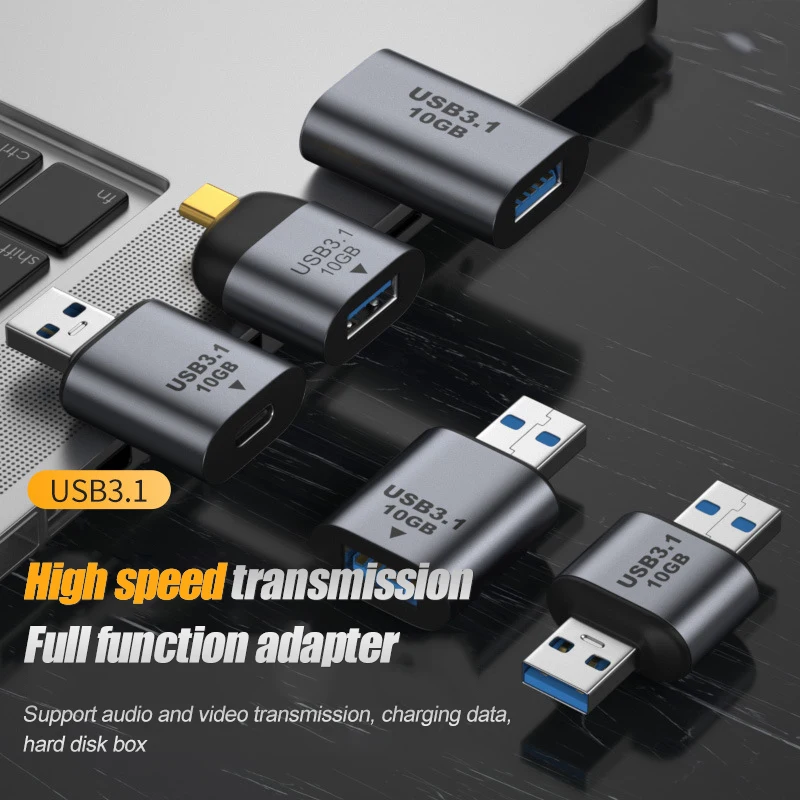 

Charging Data Male Female Converter High Speed 10gbps Usb 3.1 To Usb 3.1/type C Adapter Charging Adapters Transfer Connector