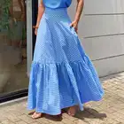 Элегантная женская повседневная юбка VONDA с высокой талией, уличная клетчатая длинная юбка, модная плиссированная юбка-трапеция для вечеринки, большие размеры