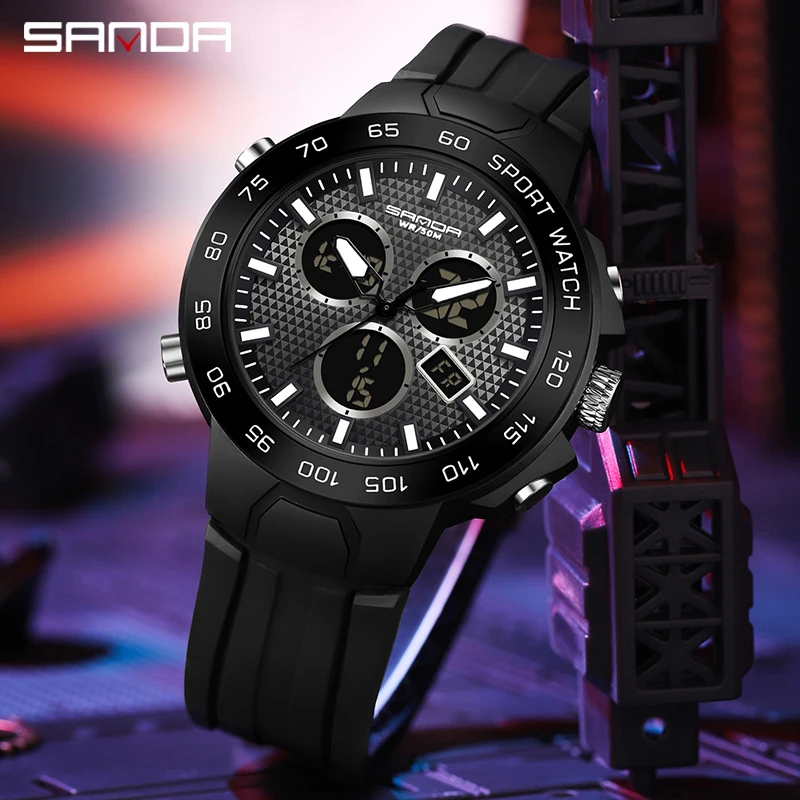 

SANDA Men Military Watch 50M Waterproof Man Sports G Style date Wristwatches Fashion Man Quartz Analog Digital Clock Relogio