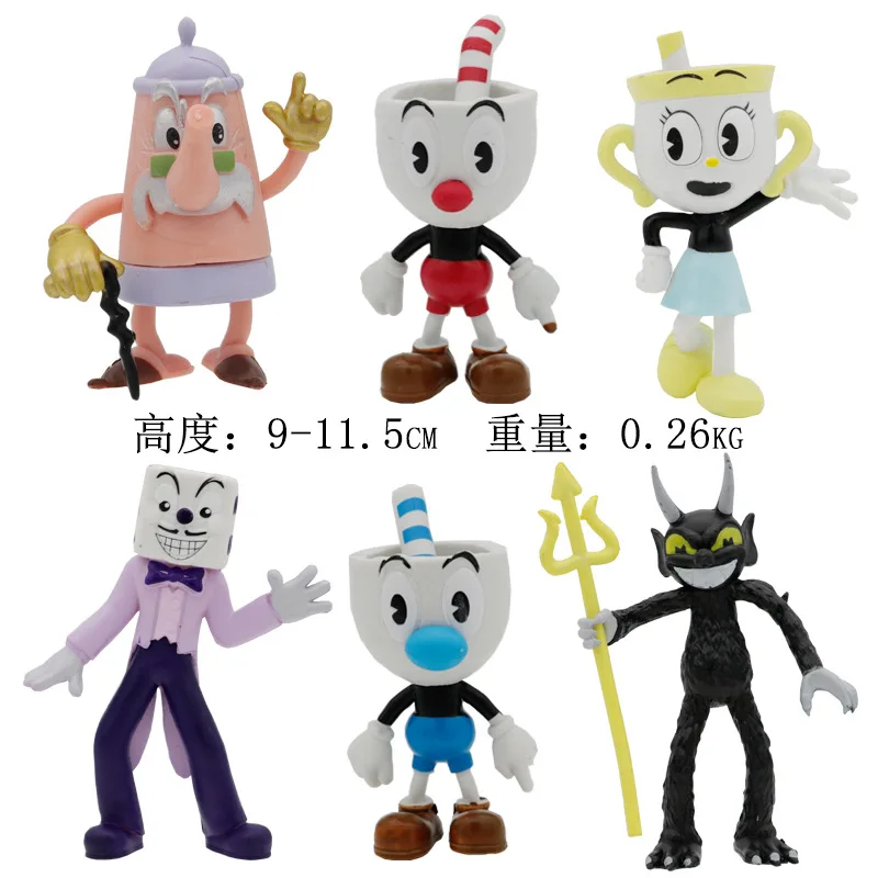 

6Pieces Cuphead Figure Anime Figures Action Model Collection Cartoon toys