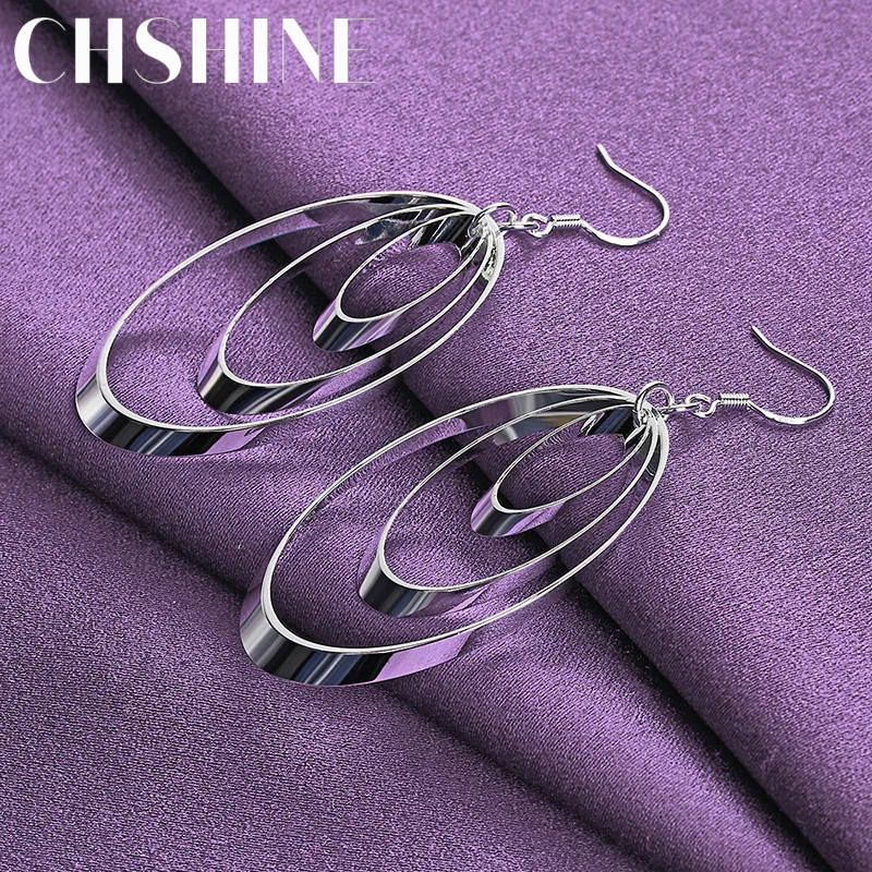 

CHSHINE 925 Sterling Silver Three Circles Earrings Charm Jewelry Women's Party Fashion Eardrop