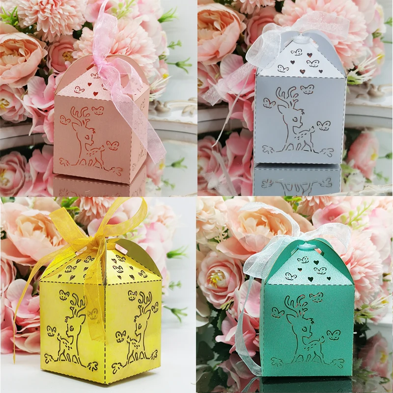 

25pcs Cute Deer Butterfly Candy Box Packaging Guests Gift Boxes Baby Shower Girl Boy Kids Birthday Party Decorations Supplies