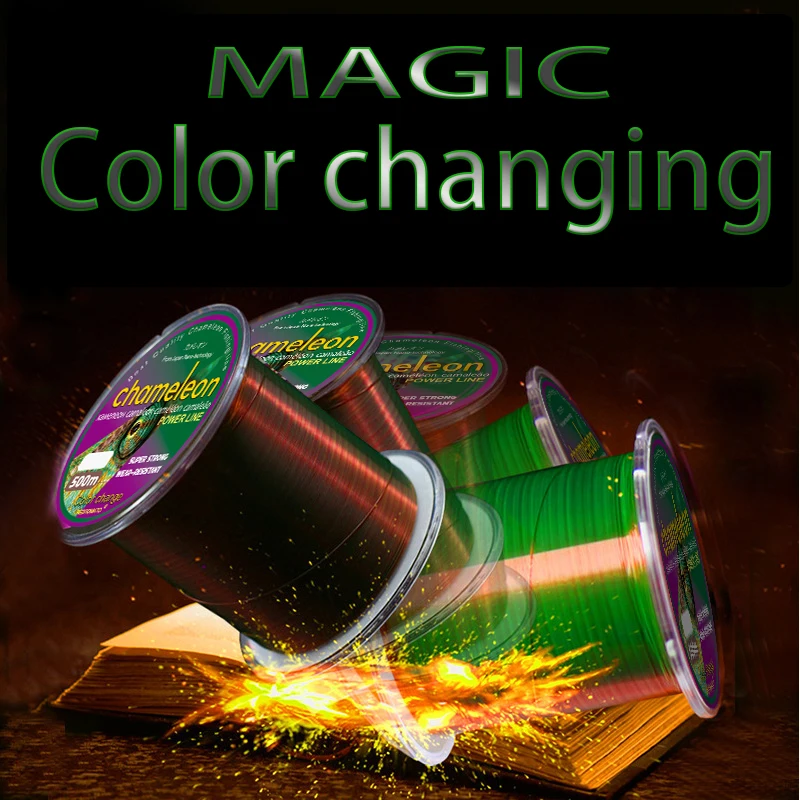 

500m Color Changing Fishing Line Fluorocarbon Coat Monofilament Nylon Sea Fresh Water Carp Wire Leader Line Fishing Equipment