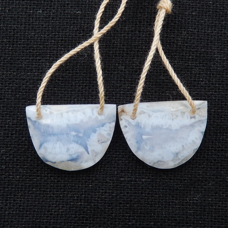 

Синие серьги-капельки с кружевом и агатом, пара камней для сережек, 18x14x4 мм, г