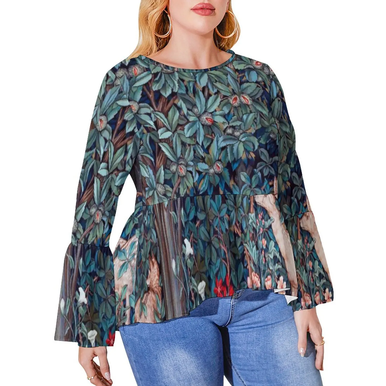 

Футболка женская оверсайз с длинным рукавом и рисунком животных