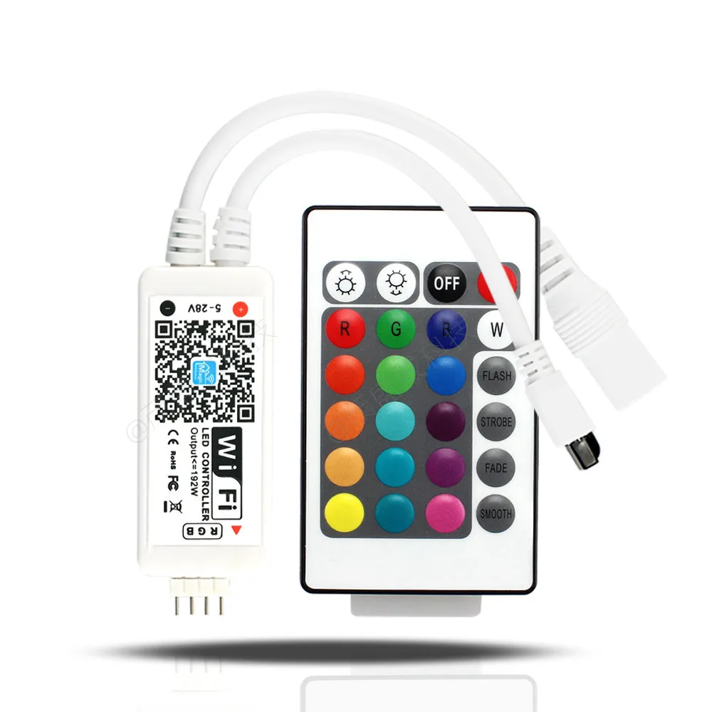 

Mini WiFi Controller + 24 Key IR Remote Controller For RGB LED Strip Light