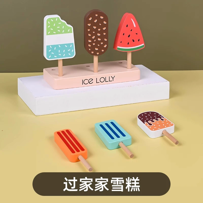 

New Wooden Simulation Ice Cream Fake Cake Artificial Food Wedding Party Bakery Dessert Play House Decoration Prop Children Toys