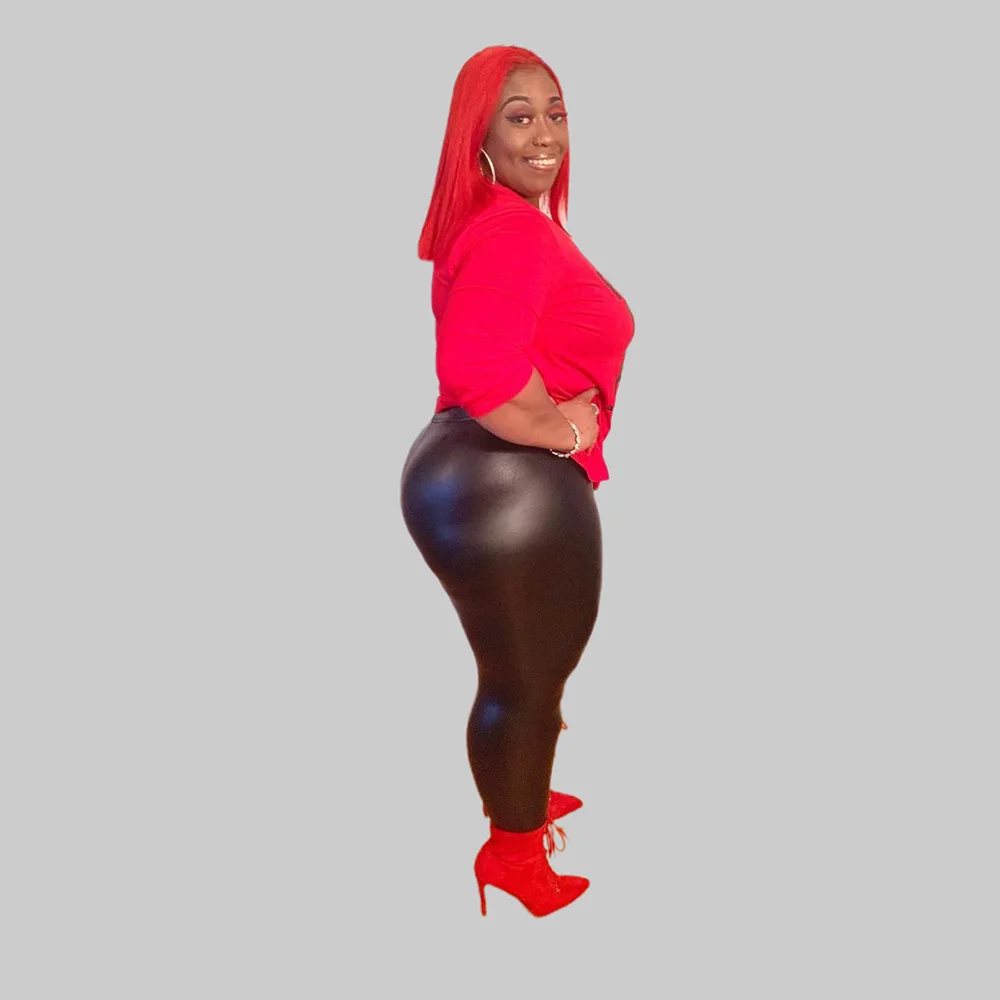 Plus Size Two Piece Sets Summer Short Sleeve Shirt and PU Leather Pants Wholesale Sexy Outfits Female Fashion Print Clothing