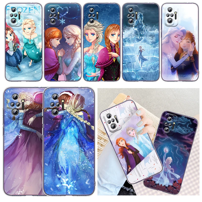 

Fashion Girl Disney Frozen Phone Case Transparent For Xiaomi Redmi K50 K40 Gaming 10 10C 9AT 9A 9C 9T 8 7A 6A 5 4X Funda Cover