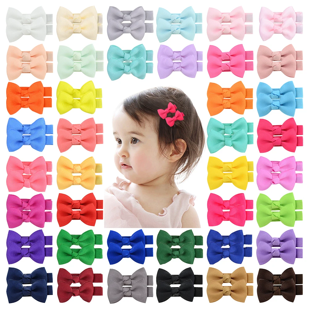 

10 Stks/partij Mini Bow Tie Haar Clip Kleine Zoete Effen Ribbow Boog Veiligheid Lint Bedekt Clip Voor Kids Haarspelden Accessoir